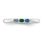 14K White Gold Genuine 3 Birthstone Mother's Ring view