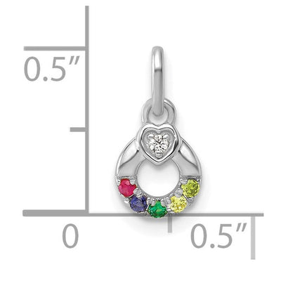 14K WG Dia. Heart w/5 Birthstone Mother's Circle Pend Semi-Mount