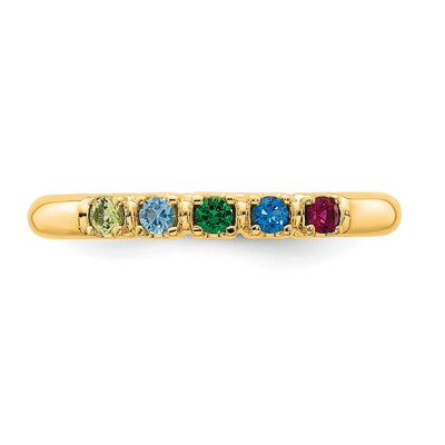 14K Yellow Gold 5 Genuine Birthstone Mother's Ring
