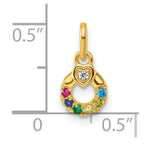 14K Dia Heart w/ 6 Birthstone Mother's Circle Pendant Semi-Mount view