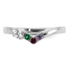 14K White Gold 3 Genuine Birthstone with Diamond Mother's Ring view