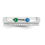 14K White Gold 2 Genuine Birthstone and Diamond Mother's Ring view