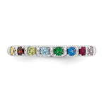 14K White Gold Genuine 8 Birthstone Mother's Ring view