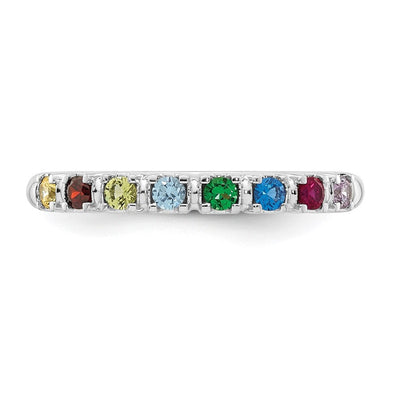 14K White Gold Genuine 8 Birthstone Mother's Ring