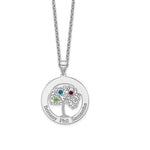 Sterling Silver/Rhodium-plated 3 Birthstone with SS Bezel Family Pendant view 5