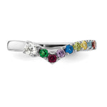 14K White Gold 8 Genuine Birthstone with Diamond Mother's Ring view