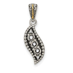 Sterling Silver Antique w/14k 3-stone w/Diamond Family Pendant w/18in Chain view 6