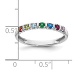 14K White Gold Genuine 7 Birthstone Mother's Ring view