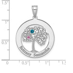 Sterling Silver/Rhodium-plated 2 Birthstone with SS Bezel Pendant view 6