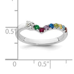 14K White Gold 8 Genuine Birthstone with Diamond Mother's Ring view