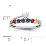 14K White Gold Heart with 8 Genuine Birthstone Mother's Ring view