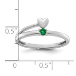 14K White Gold Heart with 1 Genuine Birthstone Mother's Ring view