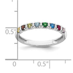 14K White Gold Genuine 8 Birthstone Mother's Ring view