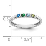 14K White Gold Genuine 4 Birthstone Mother's Ring view