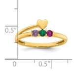 14K Heart with 3 Genuine Birthstone Mother's Ring view