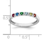 14K White Gold Genuine 6 Birthstone Mother's Ring view