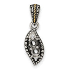 Sterling Silver Antique w/14k 2-stone w/Diamond Family Pendant w/18in Chain view 6