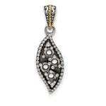 Sterling Silver Antique w/14k 4-stone w/Diamond Family Pendant w/18in Chain view 6