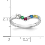 14K White Gold 7 Genuine Birthstone with Diamond Mother's Ring view