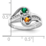 Sterling Silver Rhodium-plated Sythetic Stone & Diamond Couple Ring view 6