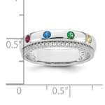 14K White Gold 4 Genuine Birthstone and Diamond Mother's Ring view