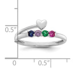 14K White Gold Heart with 4 Genuine Birthstone Mother's Ring view