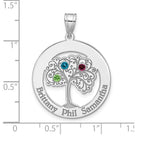 Sterling Silver/Rhodium-plated 3 Birthstone with SS Bezel Family Pendant view 6