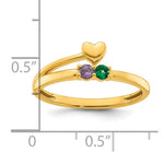 14K Heart with 2 Genuine Birthstone Mother's Ring view