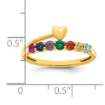 14K Heart with 7 Genuine Birthstone Mother's Ring view
