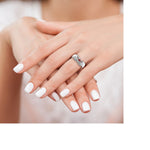 14K White Gold 1 Genuine Stone Family Ring view