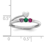 14K White Gold Heart with 3 Genuine Birthstone Mother's Ring view