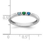 14K White Gold Genuine 3 Birthstone Mother's Ring view