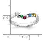 14K White Gold 6 Genuine Birthstone with Diamond Mother's Ring view