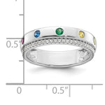 14K White Gold 5 Genuine Birthstone and Diamond Mother's Ring view