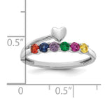 14K White Gold Heart with 6 Genuine Birthstone Mother's Ring view