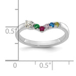 14K White Gold 5 Genuine Birthstone with Diamond Mother's Ring view