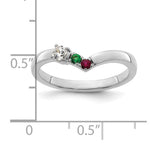 14K White Gold 2 Genuine Birthstone with Diamond Mother's Ring view