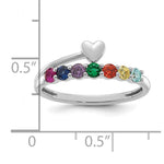 14K White Gold Heart with 7 Genuine Birthstone Mother's Ring view