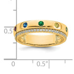 14k 7 Genuine Birthstone and Diamond Mother's Ring view 6