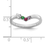 14K White Gold 3 Genuine Birthstone with Diamond Mother's Ring view