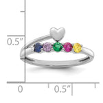 14K White Gold Heart with 5 Genuine Birthstone Mother's Ring view