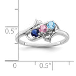 Sterling Silver Rhodium-plated Genuine 3 Stone Mother's Ring view 7