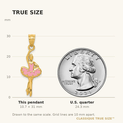 14K Pink Enameled Ballerina Pendant