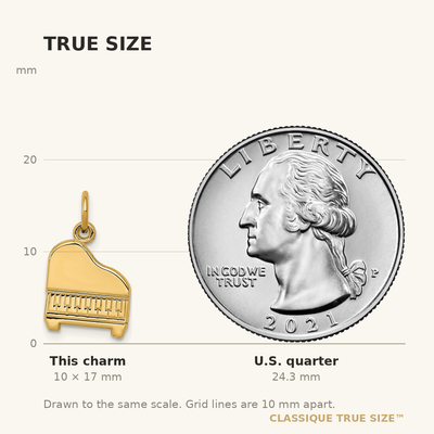14K Piano Charm, 17 x 11mm