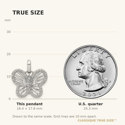 14K White Gold Diamond Butterfly Pendant