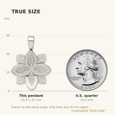 Sterling Silver Rhodium-plated Polished Brushed and Textured Flower Pendant