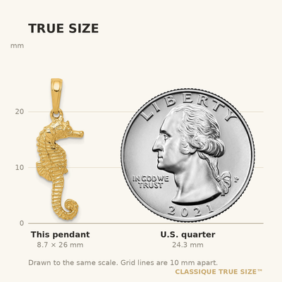 14K Seahorse Pendant, 26 x 9mm