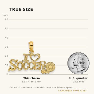14K I HEART SOCCER w/Ball Charm