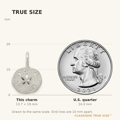 Sterling Silver Sand Dollar Charm, 19 x 13mm