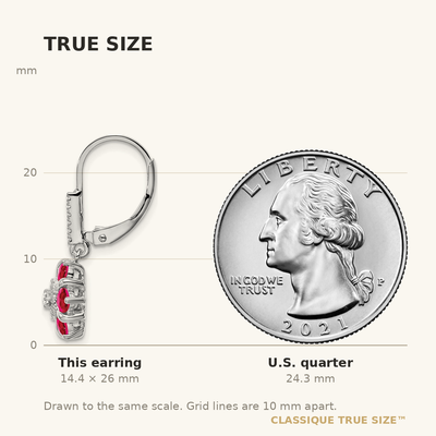 14K White Gold Ruby and Diamond Leverback Earrings
